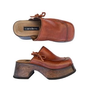 Candies Vintage 90s Wood Platform Clogs Heels